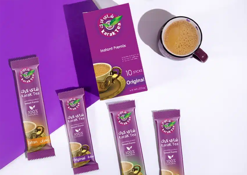 Karak Tea premix packs and flavors